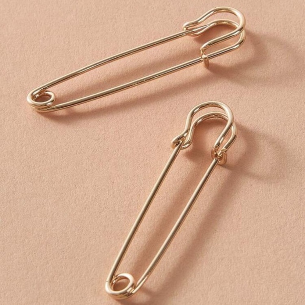 3 for $30 Safety Pin Gold Earrings - Picture 2 of 3